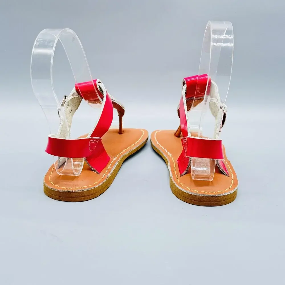 Salt Water Sandals Girls 9 Hot Pink Leather Buckle Ankle Strap Summer Beach NEW